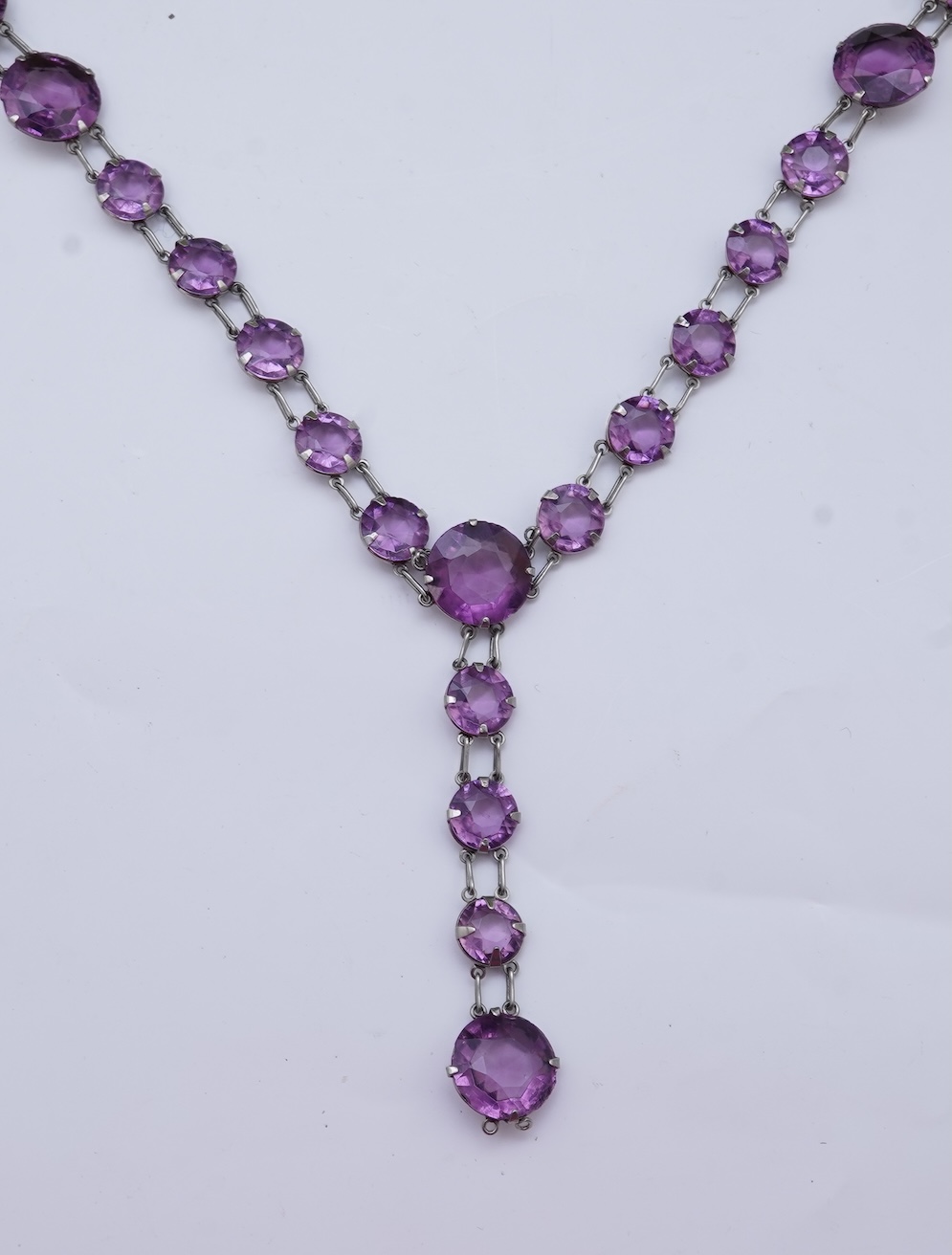 A paste necklace, early 20th century, and a cubic zirconia bracelet